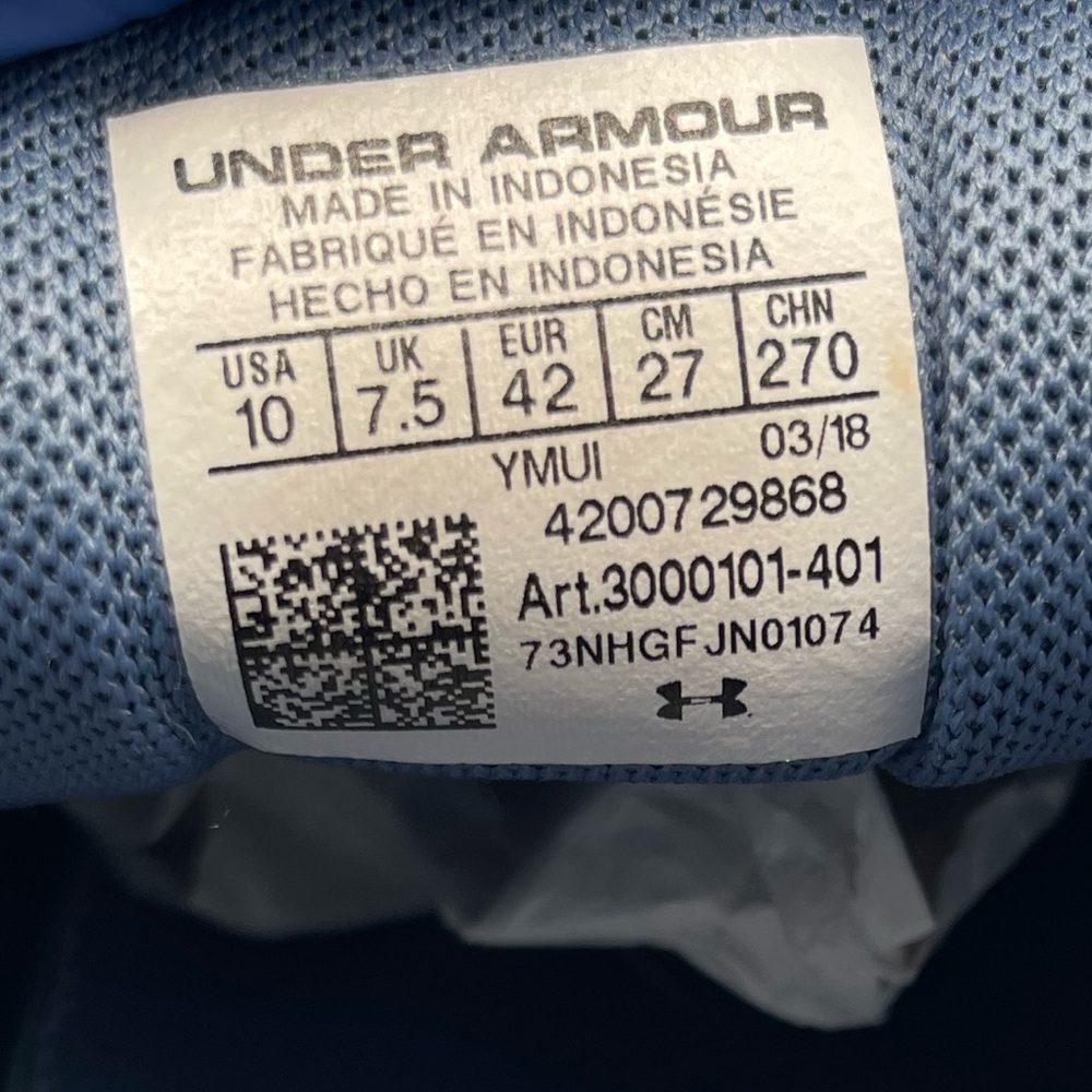 UNDER ARMOUR Micro G Pursuit Women Sz 10 Blue Athletic Shoes 3000101-401 - Picture 7 of 8